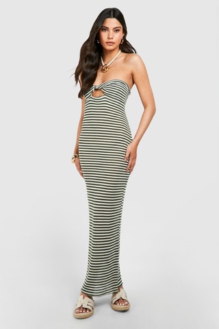 Strapless Jurk - Kaki