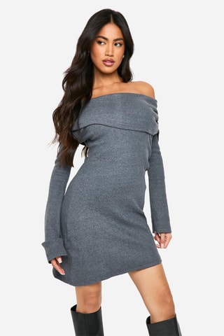 Robe droite - Gris foncé chiné