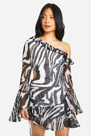 Robe volantée - Blanc et noir