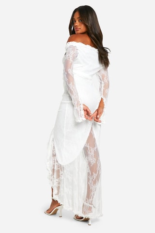 Robe volantée en dentelle - Blanc