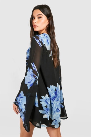 Robe droite - Noir et ciel
