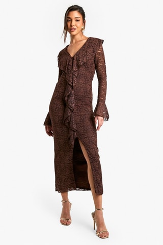 Robe midi - Marron