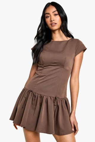 Robe taille basse - Marron
