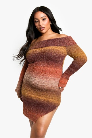 Robe pull dip and die - Marron et beige