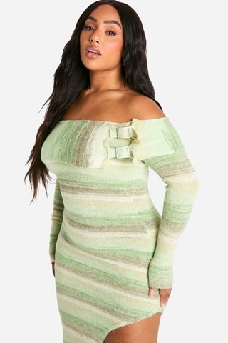 Robe pull - Vert clair et gris clair