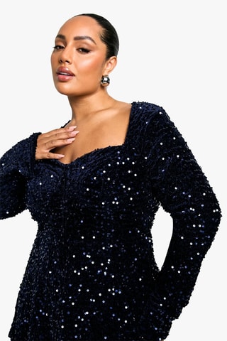 Robe patineuse en velours - Bleu marine