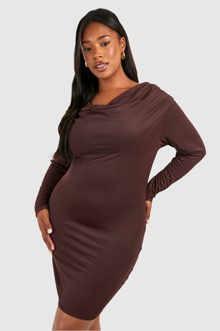 Robe fourreau - Marron foncé