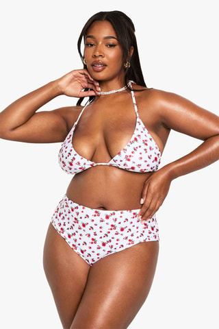 Bikini Hoge Taille - Wit en Rood