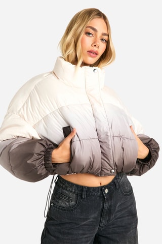 Gewatteerde Jas dip and dye - Beige en Donkergrijs