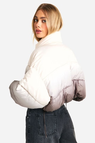 Gewatteerde Jas dip and dye - Beige en Donkergrijs