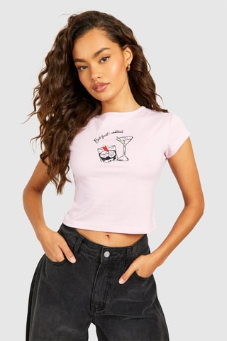 Cropped T-shirt - Roze