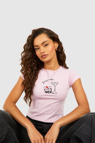 Cropped T-shirt - Roze