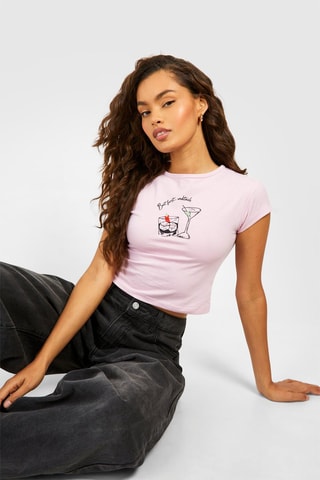 Cropped T-shirt - Roze