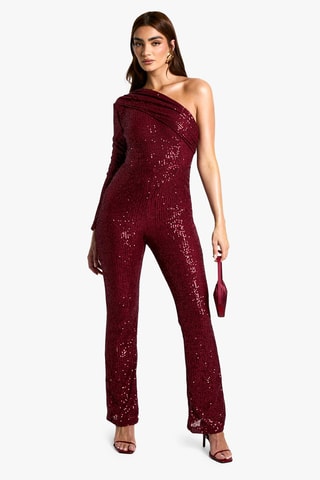 Asymmetrische Jumpsuit - Bordeauxrood
