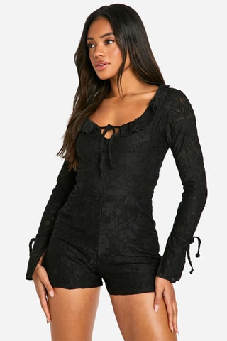 Kanten Playsuit - Zwart