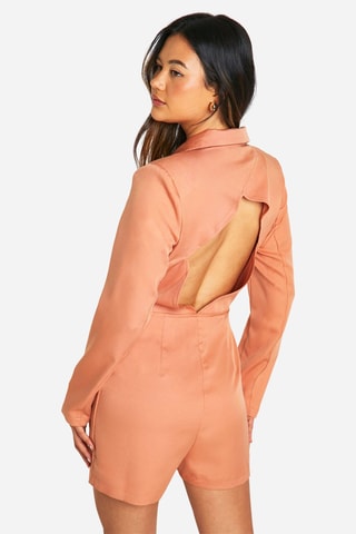 Playsuit Trompe-l'oeil - Koraalrood
