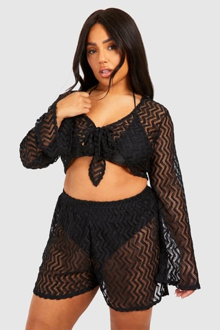 Kanten Crop Top en Short - Zwart