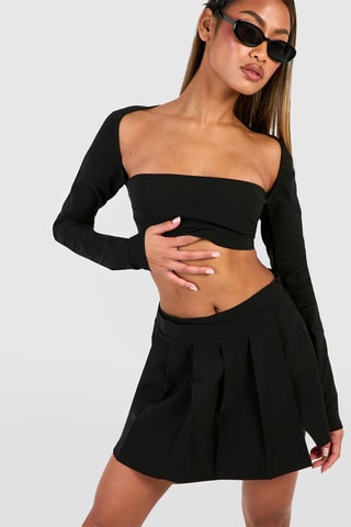 Crop Top en Wikkelrok - Zwart