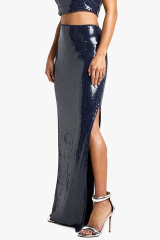 Lange Rok Hoge Taille - Marineblauw