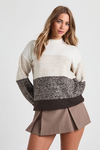 Pull - Blanc et marron foncé