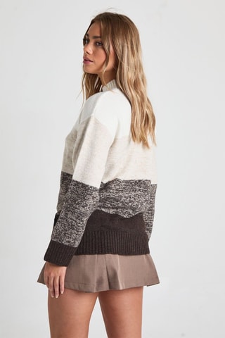 Pull - Blanc et marron foncé