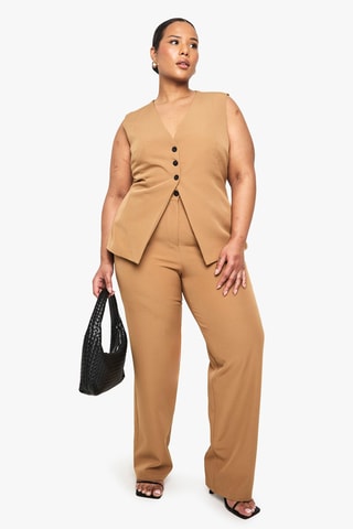 Broek Straight Hoge Taille - Camel