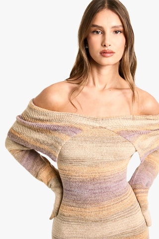 Robe pull - Beige et mauve