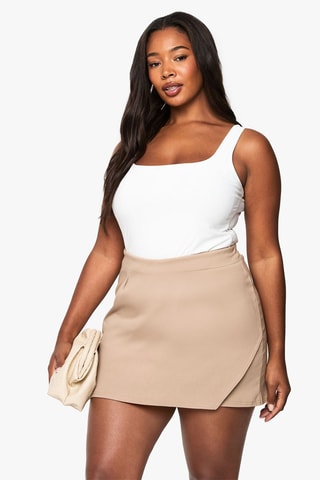 Jupe-short taille haute - Camel