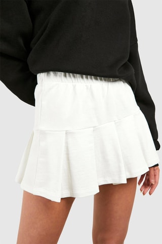 Minijupe plissée taille haute - Ecru