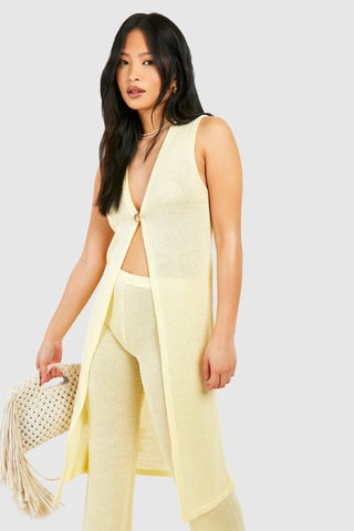 Gilet long sans manches - Jaune