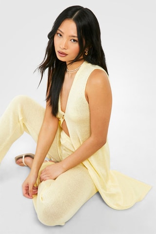 Gilet long sans manches - Jaune