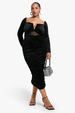 Robe drapée en velours - Noir