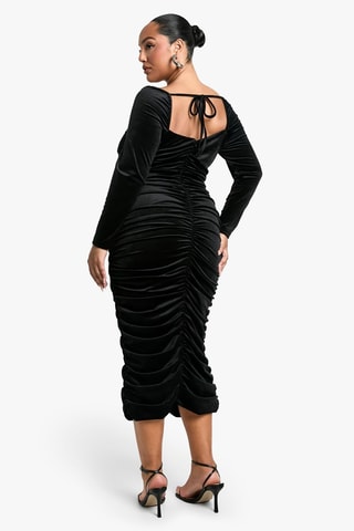 Robe drapée en velours - Noir