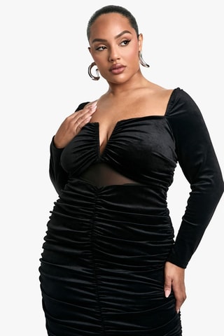Robe drapée en velours - Noir