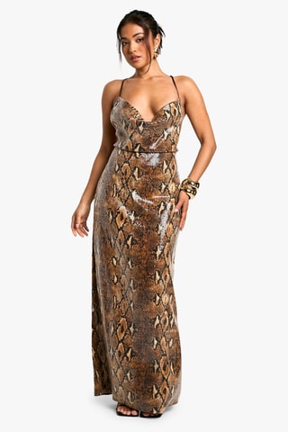Robe longue - Marron et noir