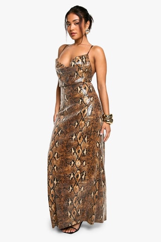 Robe longue - Marron et noir