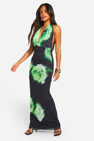 Robe longue - Noir et vert fluo