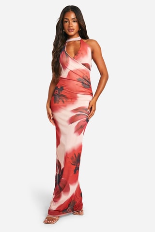 Robe longue - Rose poudré et rouge