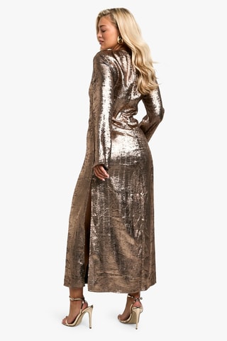 Robe droite - Marron et doré