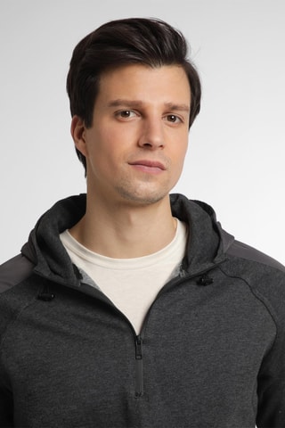 Sweat com capuz - Cinzento-escuro mesclado - Cinzento