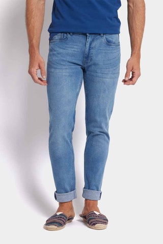 Calças de ganga slim - Branco - Azul