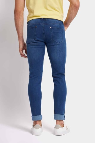 Calças de ganga slim - Branco - Azul-marinho