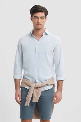 Chemise regular en lin - Bleu clair