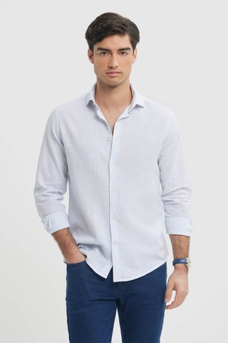 Chemise regular en lin - Bleu