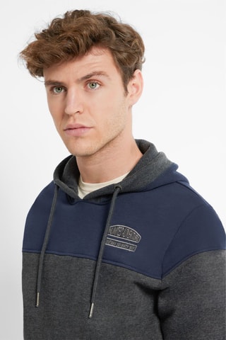 Sweat com capuz - cinzento-escuro e preto - Azul-marinho