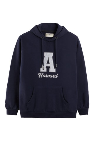 Sweat com capuz - Castanho - Azul-marinho