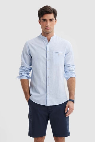 Chemise regular en lin - Bleu