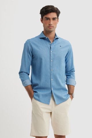 Chemise regular en jean - Bleu marine