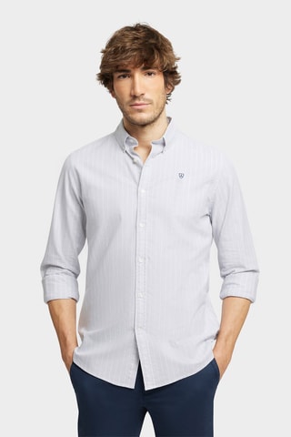 Chemise regular en coton biologique - Gris