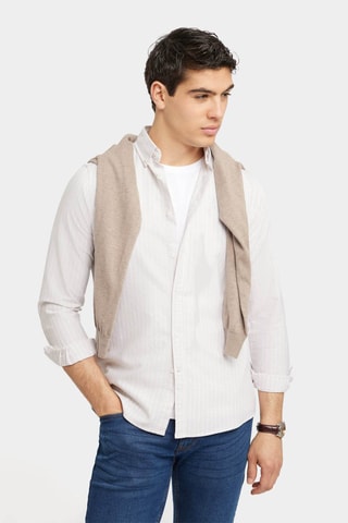 Chemise regular en coton biologique - Beige